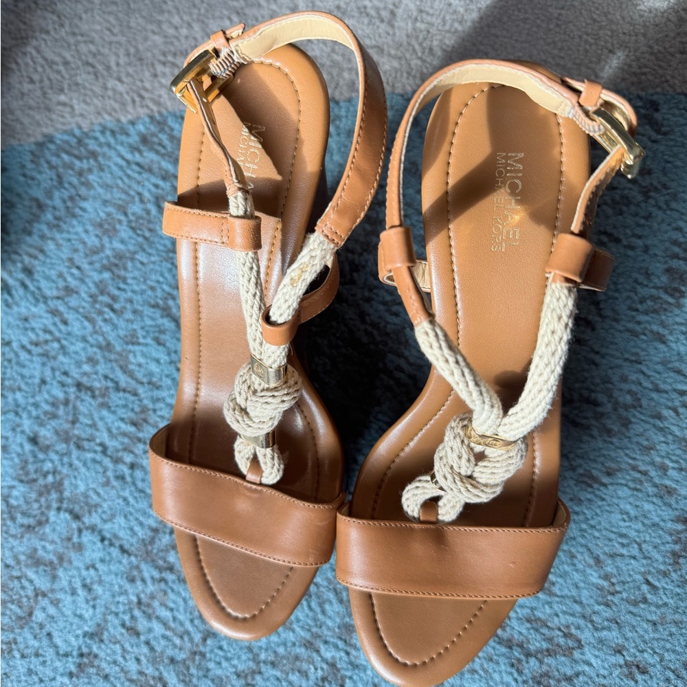 MICHAEL Michael Kors Brown Wedges with Rope Accent